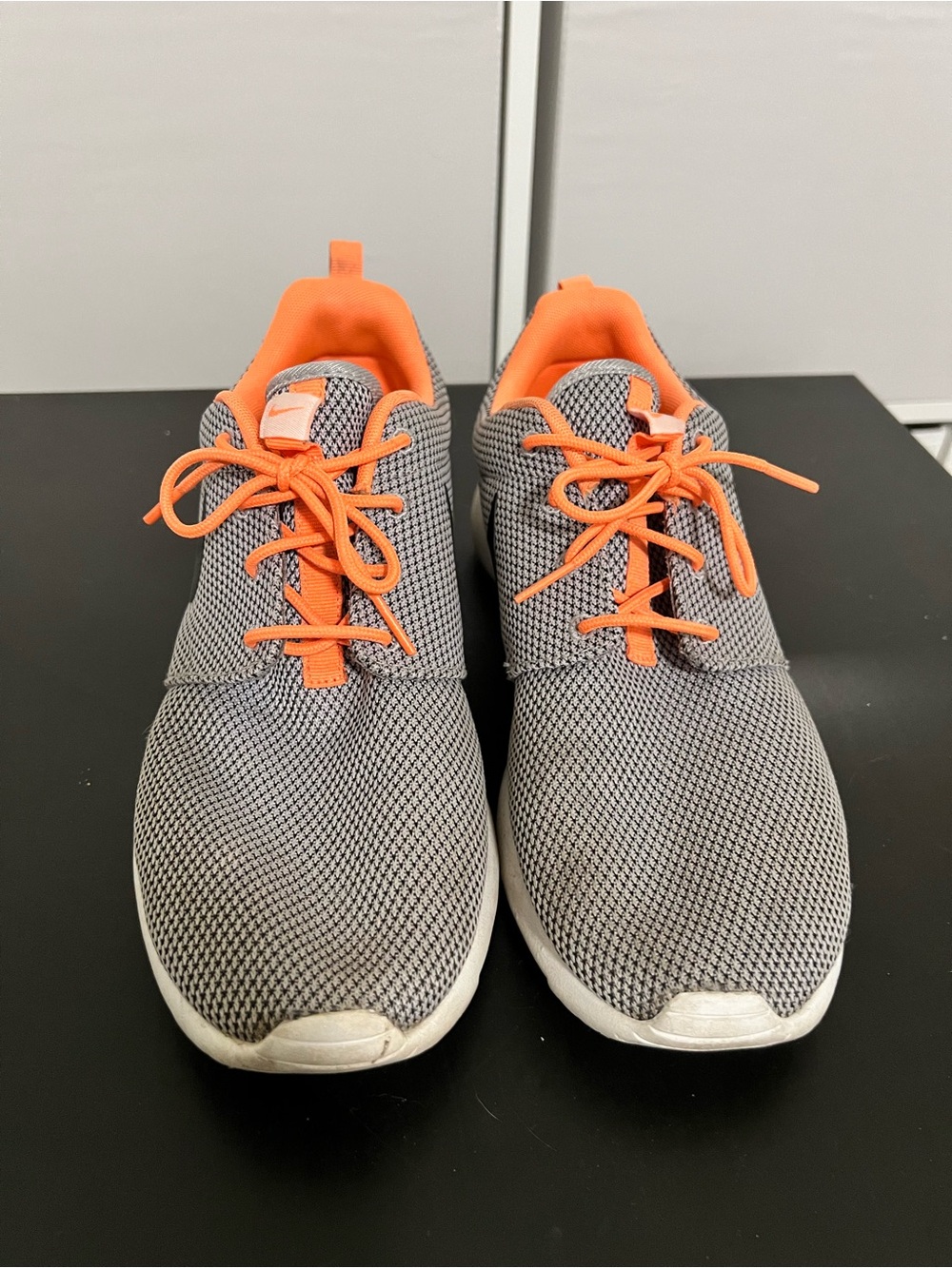Nike Grey Mesh Athletic Sneakers with Orange Lining